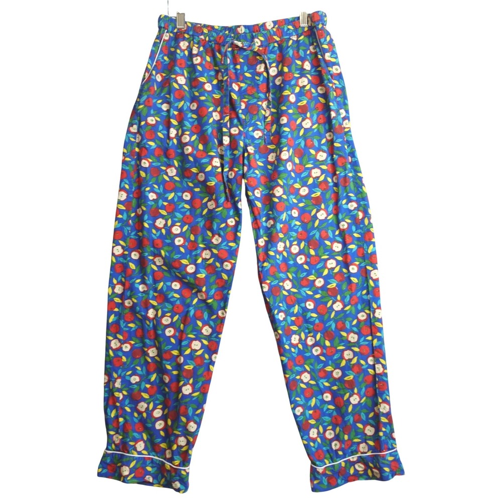 Print Fresh‎ Apple Fruit Print Organic Cotton Pajama Pants Blue Womens S Lounge